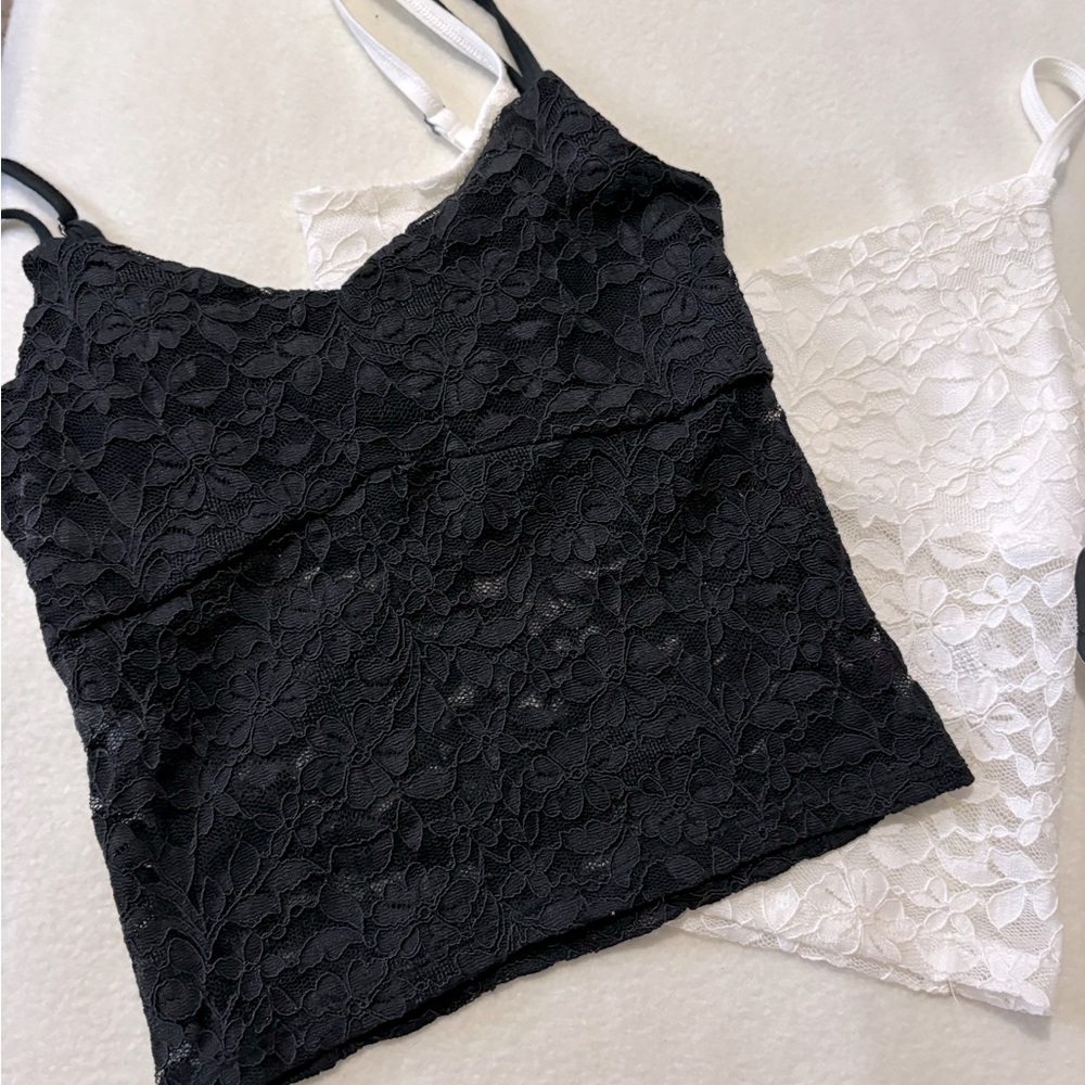 Holister, lace cropped tangtops